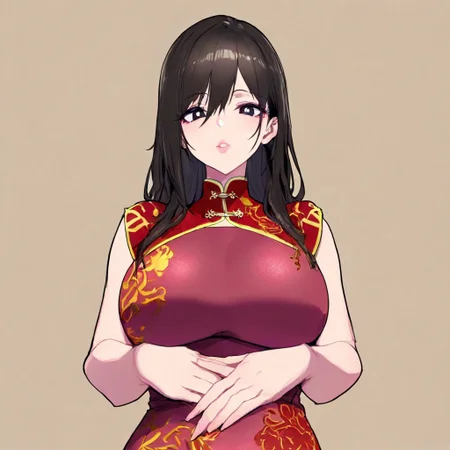 score_9, score_8_up, score_7_up, (masterpiece), (best quality), (ultra-detailed), 1girls, solo,, WOMAN, detailed face, gorgeous face, makeup, black eyes detailed beautiful eyes, very high resolution eyes, black pupils, detailed beautiful eyes, sharped sightings, , ,, Light particle, medium shot, 70mm film, <lora:Diaochan_Dynasty_Warriors:1> 1girl, solo, brown hair, chinese clothes, red dress, jewelry, 70mm film, gorgeous lips, pink lips, sensual lips, detailed lips, glossy lips, an elegant face, , high detailed lips, long hair, black hair, lustrious hair, full body, flat stomach , white simple background,
