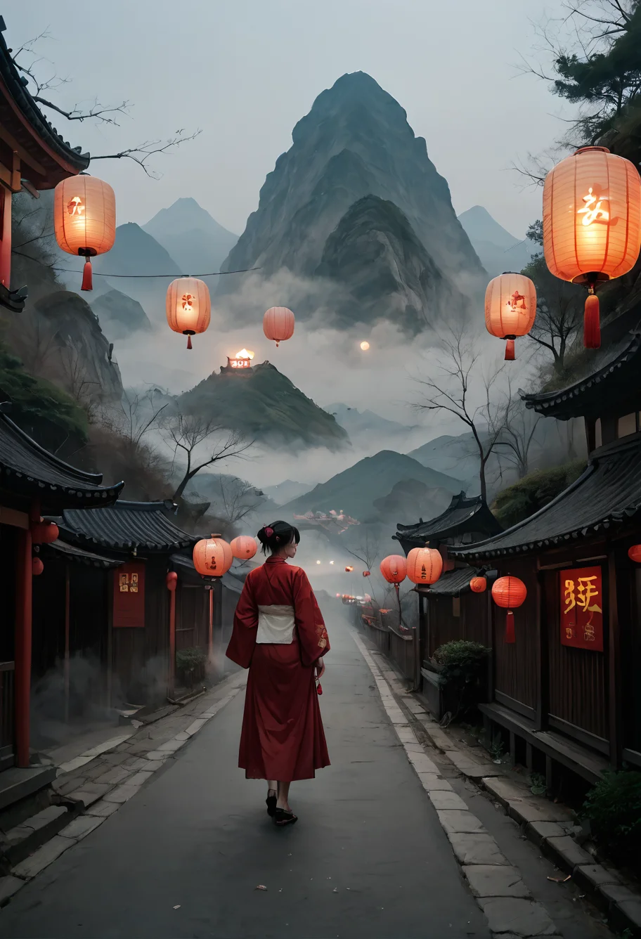 score_9,score_8_up,score_7_up,8k,1girl,solo,,ruanyi0697,paper lantern,fog,mountain,<lora:0697 Huangquan Road_v1_pony:1>