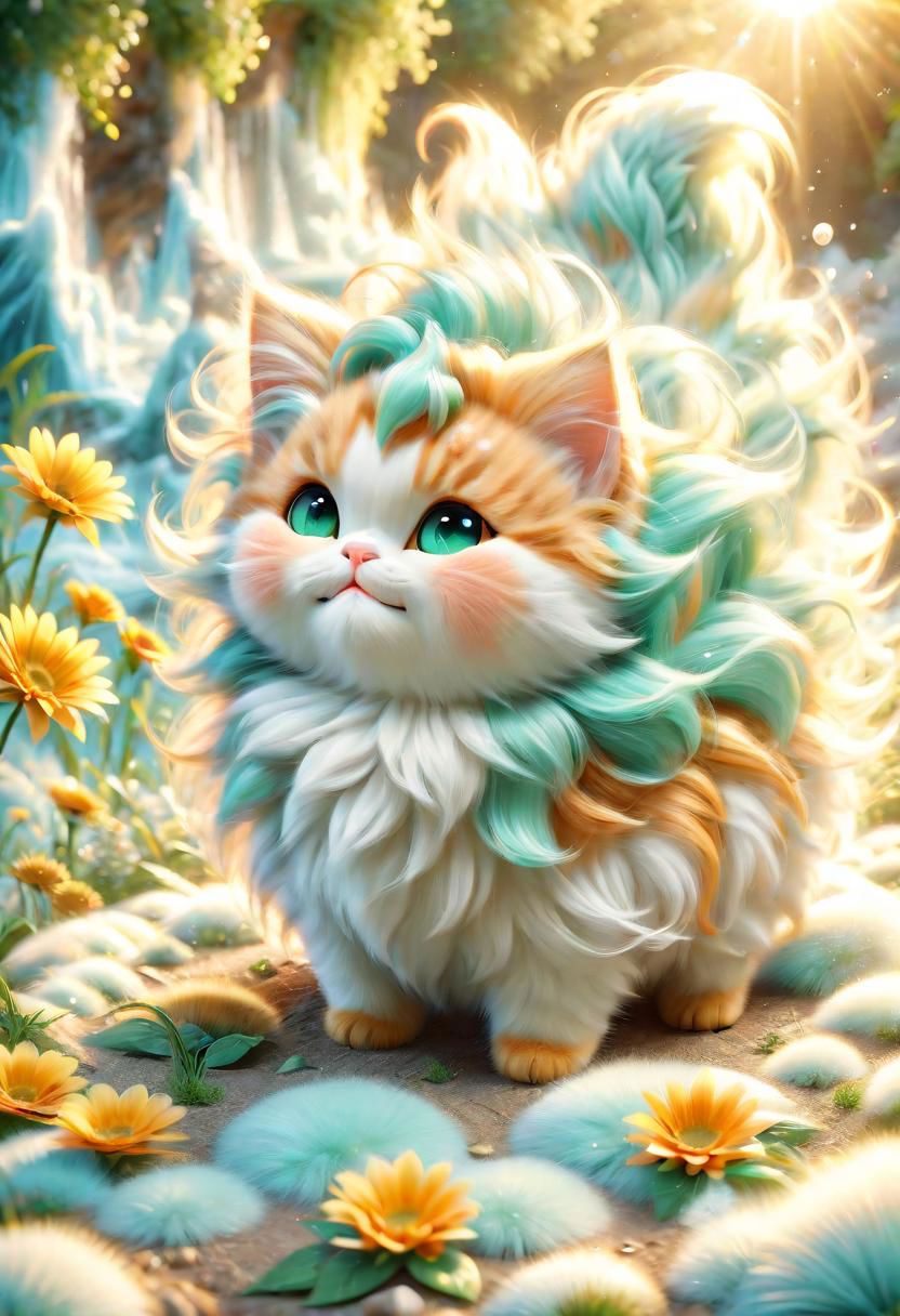ral-fluff,<lora:ral-fluff:1>,
masterpiece,best quality,original,official art,kittenflower,background,cartoon rendering,beautiful detailed glow,(detailed ice),beautiful detailed sun,sunny, flower, happy, big grin,