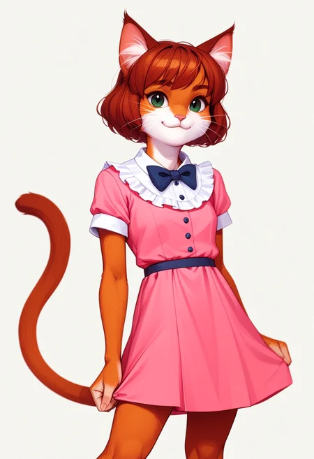 score_9, score_8_up, score_7_up, score_6_up, score_5_up, score_4_up, source_furry, sharp focus, high contrast, artistic
(pencil drawing)
BREAK
1girl, solo, looking at viewer, confident smile, short sleeves, small dress, closed mouth, standing, tail, hand up, bowtie, pink dress, furry, cat girl, furry female
BREAK
<lora:InkSplash:1>, Inksplash
