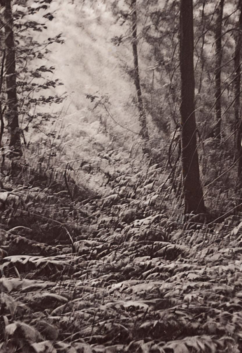 AgfaBroviraSpeedBS310RC2, instagram photo, a foggy forrest, hard shadows, film grain