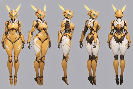 (GENERAL:0), mecha, robot, masterpiece, best quality, very aesthetic, absurdres, solo, standing,
(VIEWS:0), full body character turnaround of mecha,
Multiple views of the same mecha, (simple background, white background:1.2), multiple views, side view, back view, front view,
,
mask, helmet,
(Creature Ref:0),
Firefly \(insect\)ï¼
(Mecha Ref:0),
Kamen rider,
plate armor, power suit, alien,
android, cybersuit, upper armor, mechanical arms, machinery, prosthesis,
(bodyshape:0), Stocky body,
(clothing:0), (Playful fit-and-flare dress with a flouncy skirt and a whimsical print:0.6),
(white
Gothic theme character design:1.1),
<lora:MechTurnXLRemix_v1:.5>
<lora:MechTurnXL_v1:.5>
<lora:ClothTurnXLRemix_v1-000004:.25>
<lora:ClothTurnXL_v1-000004:0.25>
<lora:CharTurnXL_v2:0.25>
<lora:xl_more_art-full_v1:.25>,
<lora:Alphonse Mucha Style:.1>, Alphonse Mucha Style page
<lora:å½é£æç»SDXL:.1>
<lora:mecha:.2><lora:EnvyMechaGirlXL01:.5> <lora:EnvyMechaGirlXL02:.38>