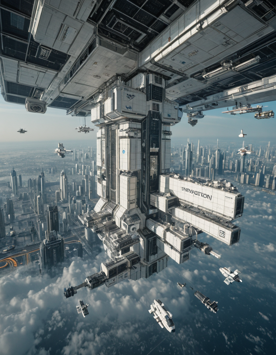 <lora:Space_Worlds_Minis_3:1> swminis3all, Test1, space station, in space,  kanji, white, cyberpunk city inside, science fiction
