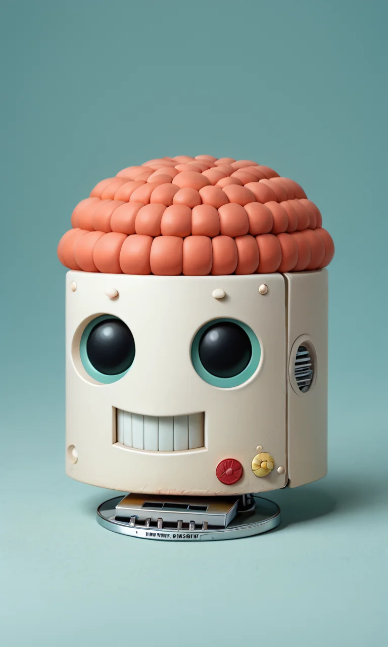 a cute human brain robot with , a brain can be seen through a holes, a pothole, a dent, a romantic light
<lora:corroded:1> <lora:Straw_thread:1>