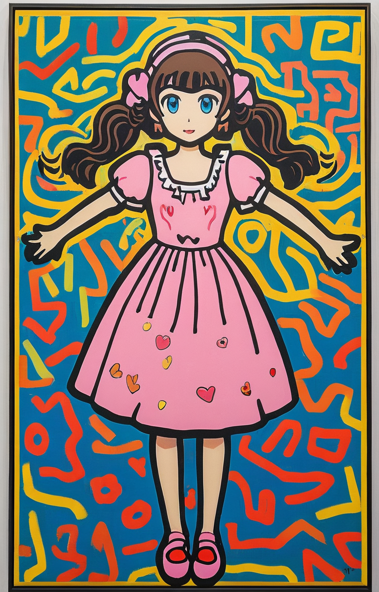 masterpiece,best quality,<lora:tbh164-sdxl:0.9>,illustration,style of Keith Haring, portrait of idolmaster cinderella girls,