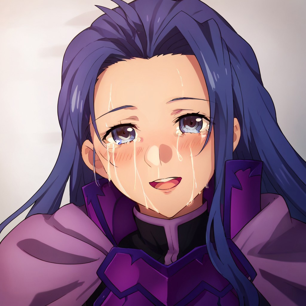score_9, score_8, score_7, source_anime, lipia zancale, POV, armor, looking at viewer, blush, smile, open mouth, upper teeth only, tears, crying, crying with eyes open