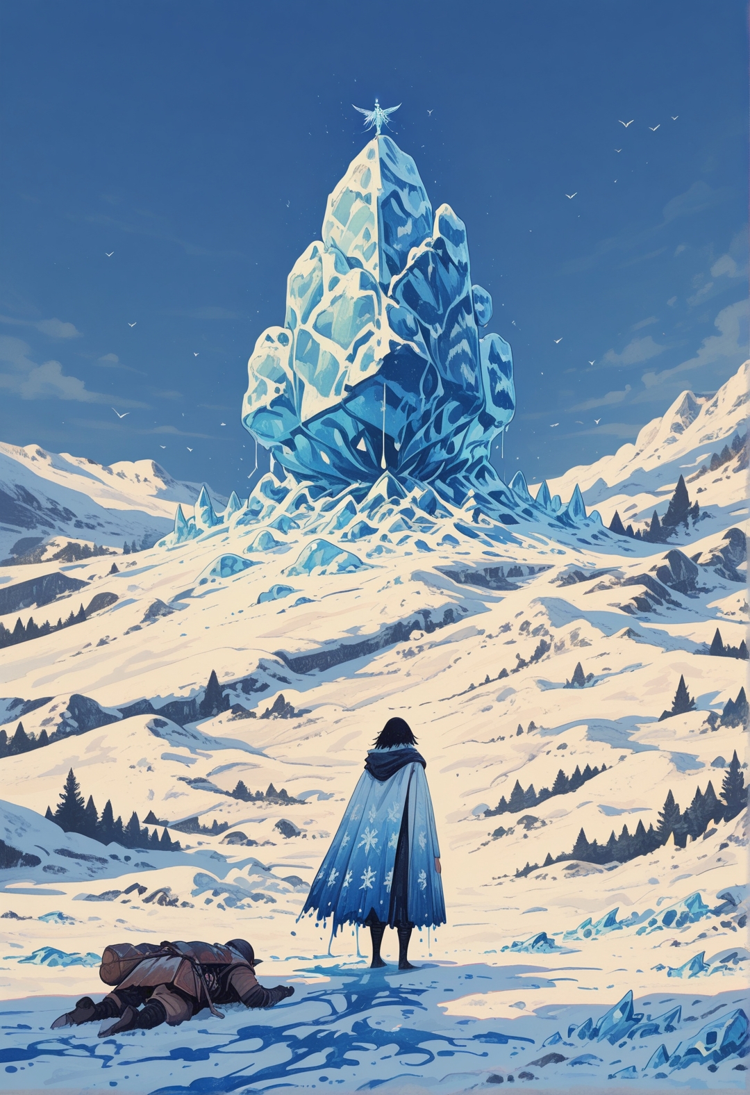 <lora:ck-shadow-circuit-IL:1>, in the style of cksc, spirits of frozen snow ice winds flying over fallen army, everything is turned into ice, epic folk fantasy, famous artwork, impressionism, soft shadows, dripping paint, aesthetic
masterpiece,best quality,amazing quality