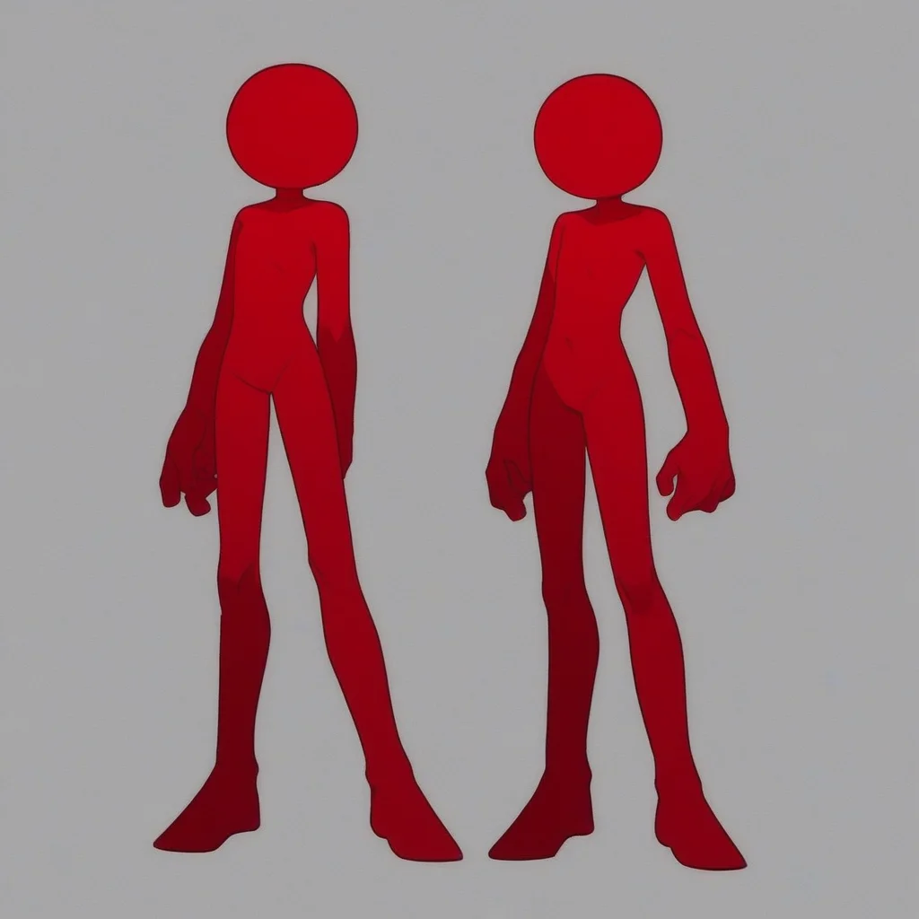 Stickman, stick_figure, round Head, Red skin, standing