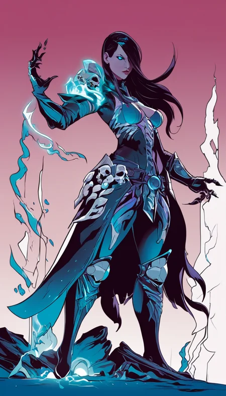 Cinematic scene, hero view, d4d necromancer <lora:diablo_4_necromancer_xl_v1:1>, action pose, masterpiece, best quality, high quality, highres, absurdres, Vector art, Vivid colors, Clean lines, Sharp edges, Minimalist, Precise geometry, Simplistic, Smooth curves, Bold outlines, Crisp shapes, Flat colors, Illustration art piece, High contrast shadows, Technical illustration, Graphic design, Vector graphics, High contrast, Precision artwork, Linear compositions, Scalable artwork, Digital art