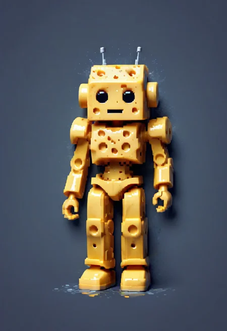 Cheese style, Pixel_Art, Robot Girl, paint splatter,