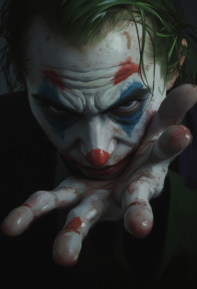 vector art, Nolan's Joker, close up, horror, dark background, pixel art,
art by torikun, SentinelBot, OBxiaoxiang