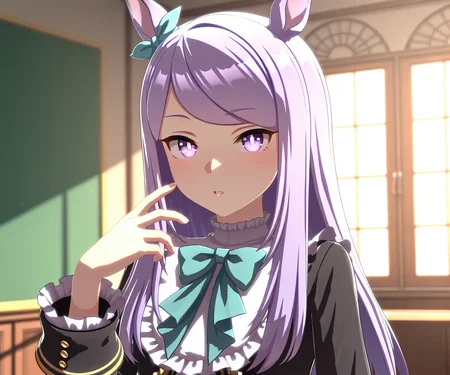 masterpiece, best quality, amazing quality, , 1girl, solo, looking at viewer, <lora:Mejiro Mcqueen in game style 3D ILL-v2:1> ummsmingame, 3d, mejiro mcqueen (umamusume)