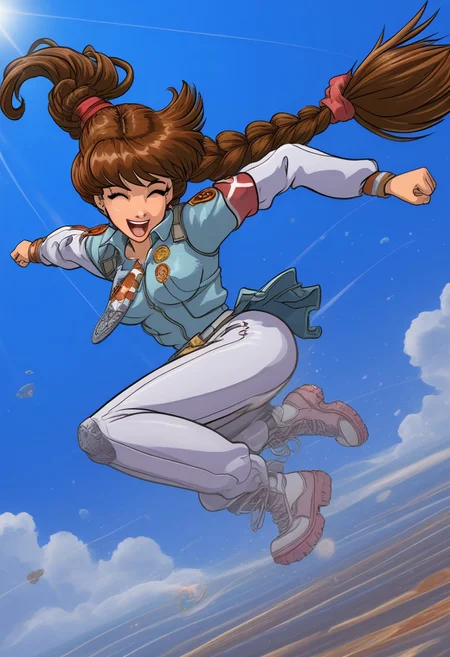 happy girl, ((random_combat_action_pose)), (4K4BUR5TYL3)