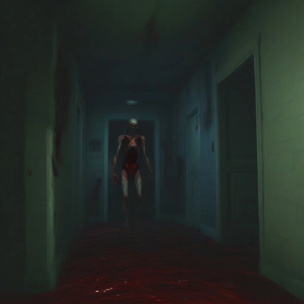 static noise, glitch, old footage, horror game, ps2 graphics, third person, 3d, retro 3d game, lowpoly, pixelated, zombies, indoors, blood, gore