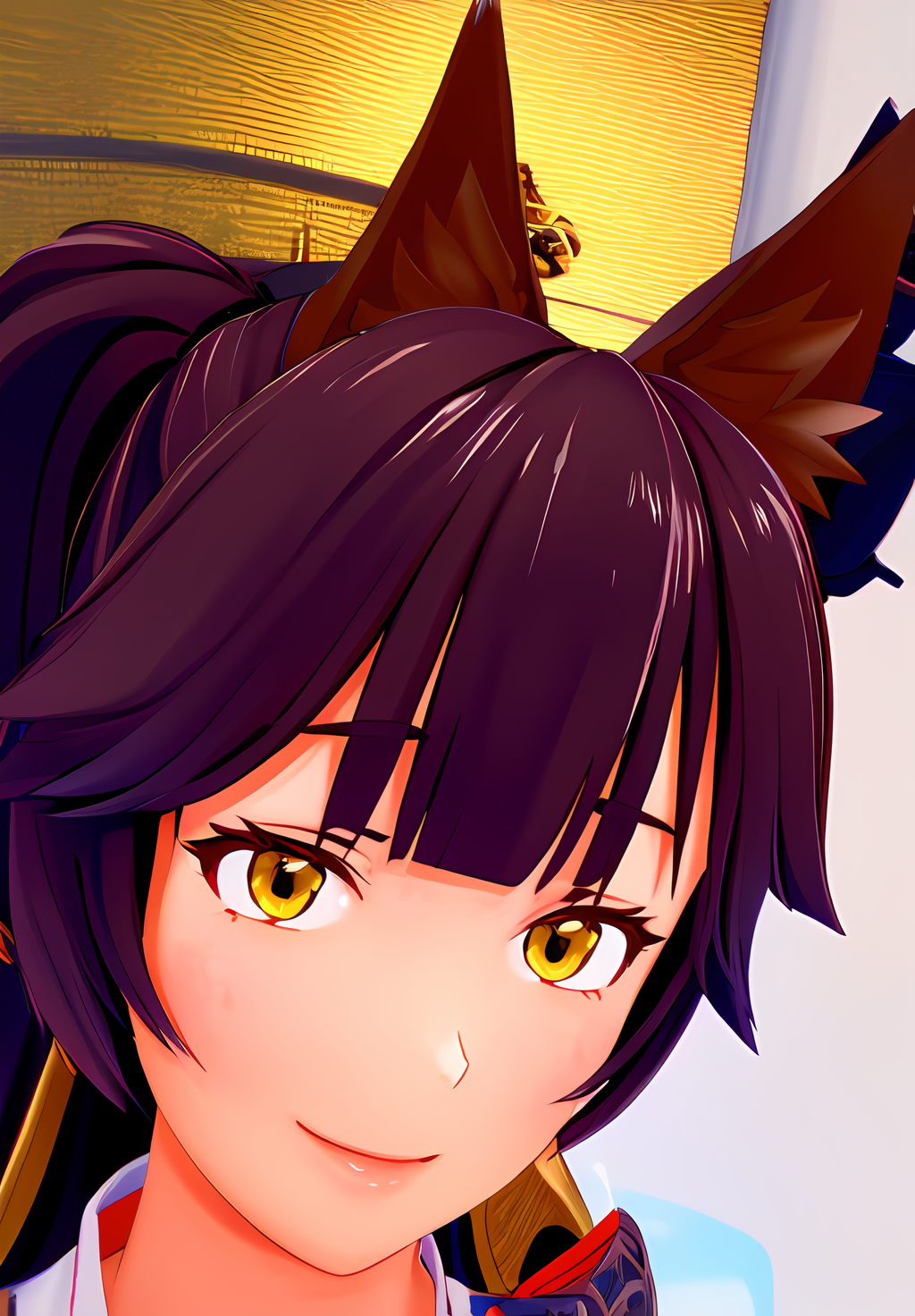 (Photo:1.3), highdetail, <lora:Izanami:0.8>, Izanami, 1girl, solo, smile, japanese armor, portrait,, (masterpiece, best quality, absurdres, detailed, ultra-detailed:1.3), (high details, 8k:1.3)