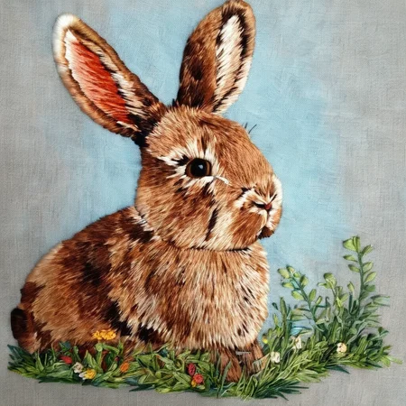 <lora:SDXL_embroidery_Sa_May_V8:1> embroidery, a giant rabbit. Pop art style