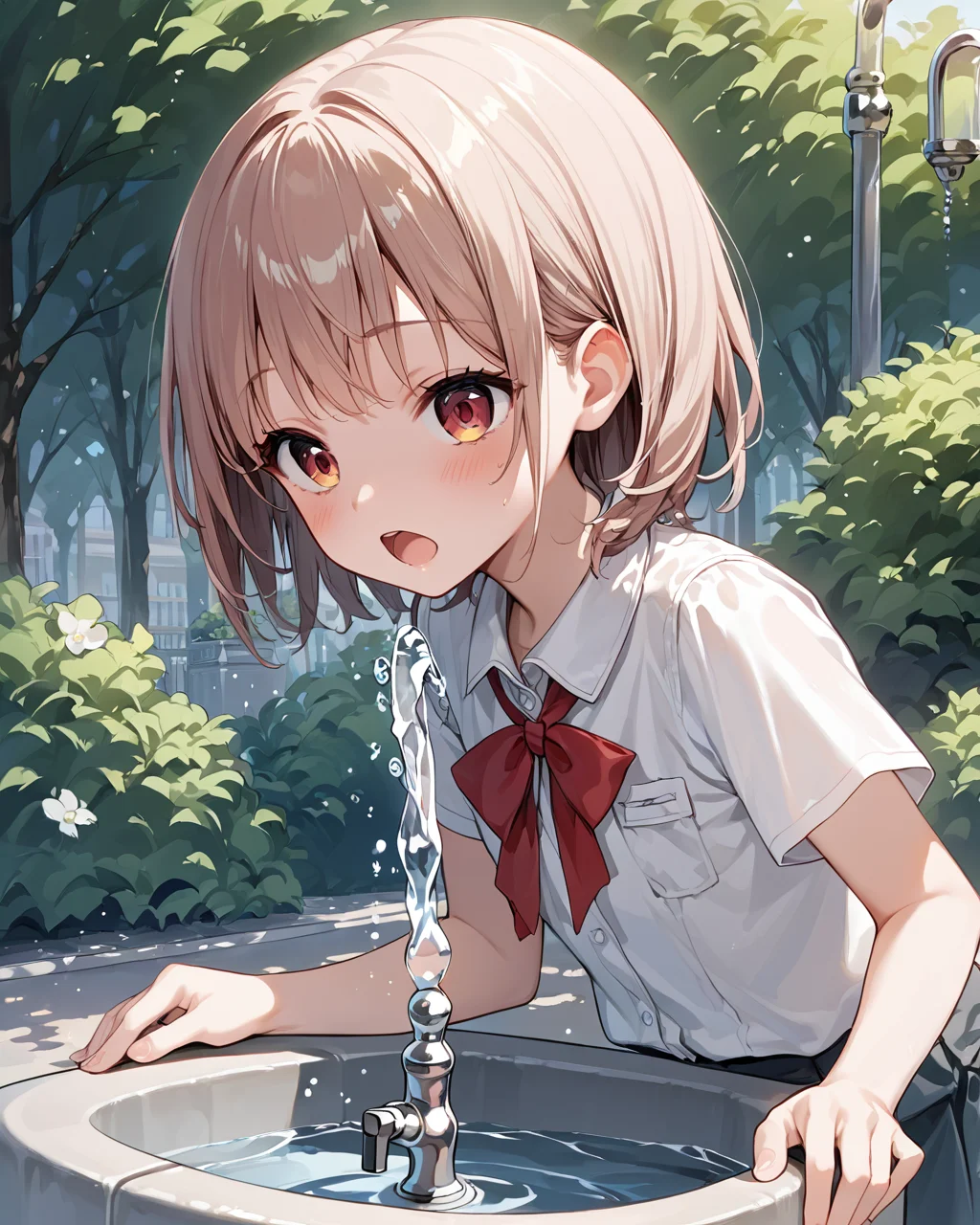 score_9, score_8_up, score_7_up, source_anime , 1girl,
<lora:drinking_fountain:0.9> drinking_fountain ,drink_water, open mouth, faucet,