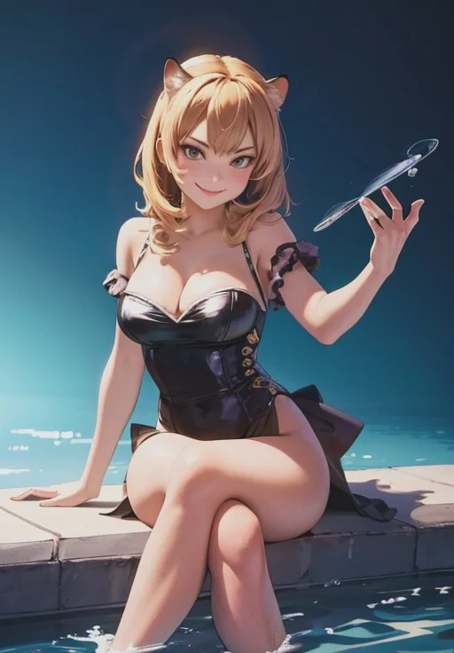 <lora:Jaguar:0.8>, Jaguar,1girl, solo, smirk, sitting,, (acclaimed, alluring, captivating, exciting, gorgeous, striking:1.3)