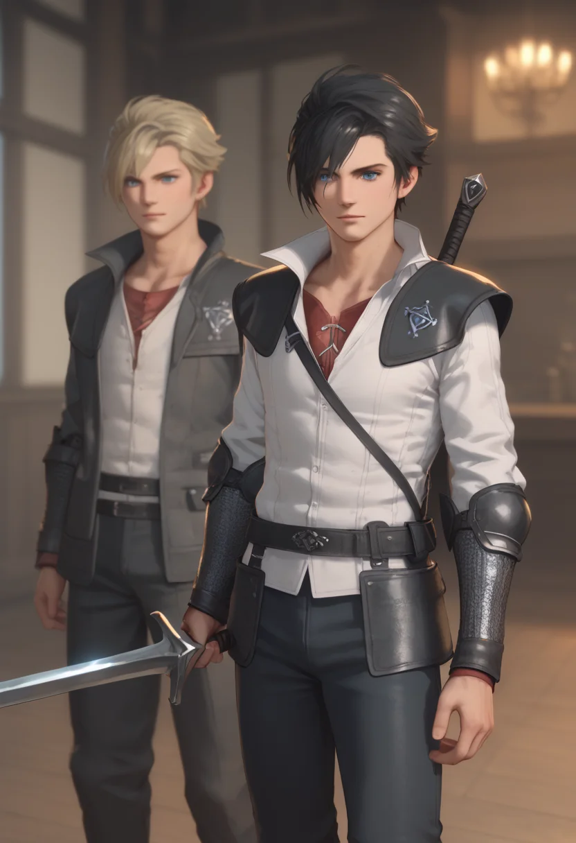 score_9, score_8_up, score_7_up, BREAK anime, 1boy, clive_ffxvi, holding, black hair, blue eyes, holding sword, holding sword, blurred background, indoors <lora:Clive_Rosfield:0.6>
