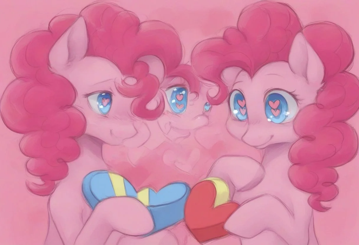 Pinkie Pie, heart floating, heart-shaped pupils, aroused, heart eyes, pink background, HEART GIFT