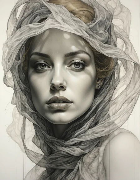 Portrait by Dorota Pietrowiak. The image is a highly detailed, realistic pencil drawing of a young woman's face, Style is Surreal atmospheric realism with high-detail shadow work, muted colors, mysterious and introspective. <lora:Dorota_Pietrowiak:0.85>