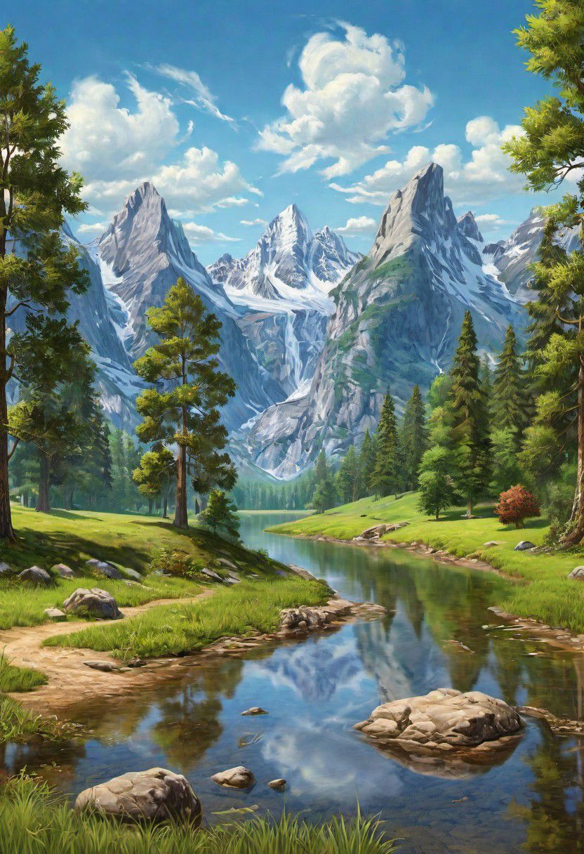 landscape with Four-Point Perspective, perfect composition, high detail, masterpiece