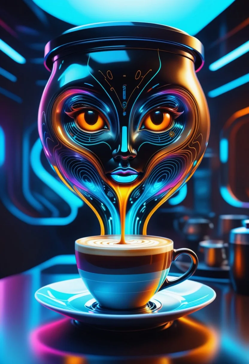 a coffee made out of Jed-CyFut , full of details , positive emotional