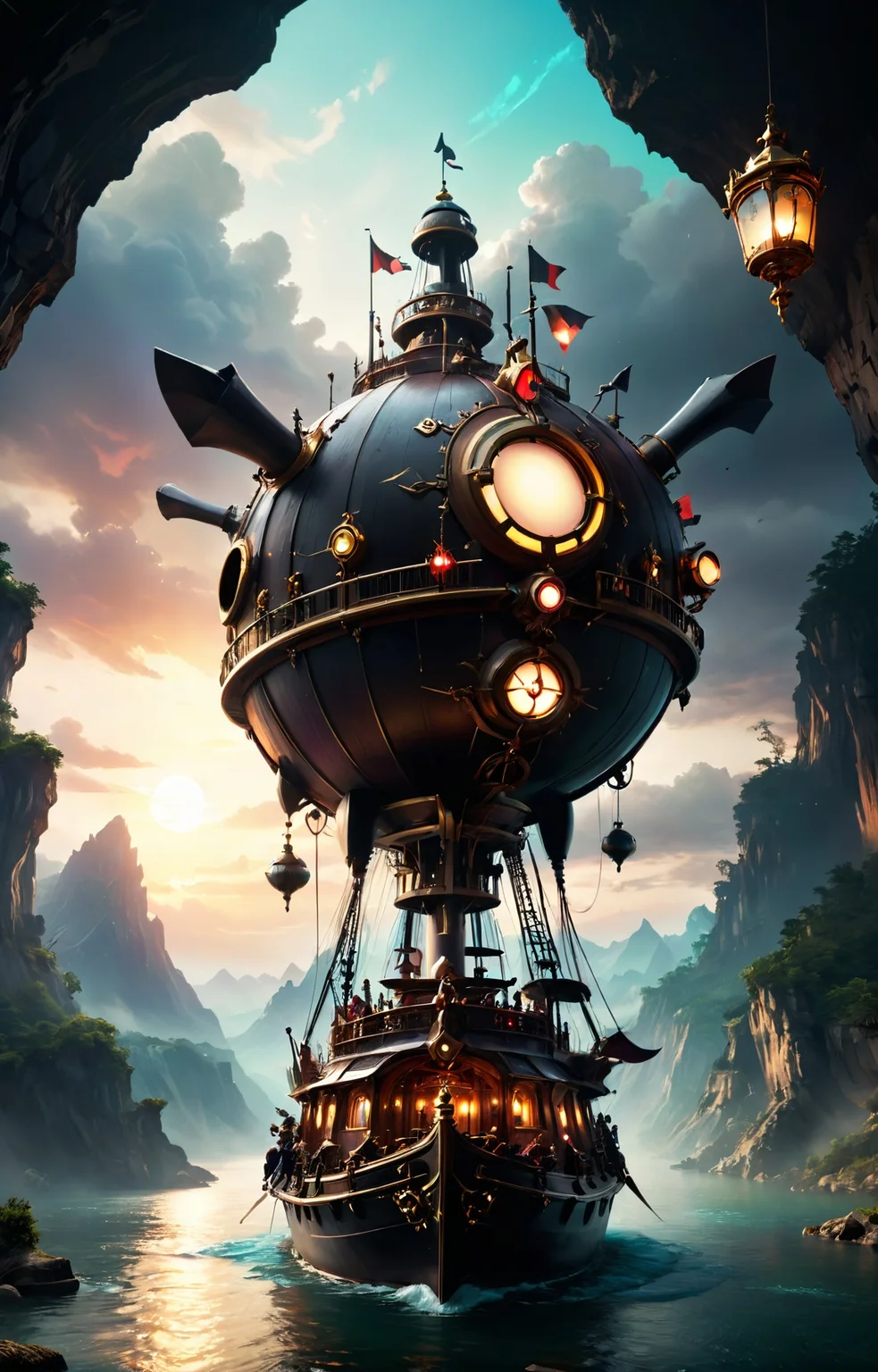 triadic colors, full body, solo, Legend of Zelda style art of a painting BREAK steampunknoireai <lora:SteamPunkNoireAIp:0.6> the steamboat of charon on the river styx BREAK inspired by Tadeusz Brzozowski, behance contest winner, geometric abstract art, vibrant tourism poster, setting sun, miro, amoled wallpaper<lora:xl_more_art-full_v1:0.5>, Vibrant, fantasy, detailed, epic, heroic, reminiscent of The Legend of Zelda series, <lora:xl_more_art-full_v1:.25>, cinematic lighting, (rim lighting, side lighting:1.4), bokeh, 4k