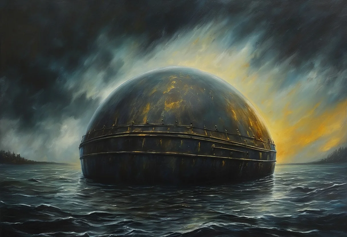 giant eerie metal in deep water, gloomy atmosphere, on a linen, oil on canvas, stunning visually, dark influence, premium effects. all colors,
Space horror in the sky, detail. 4к,