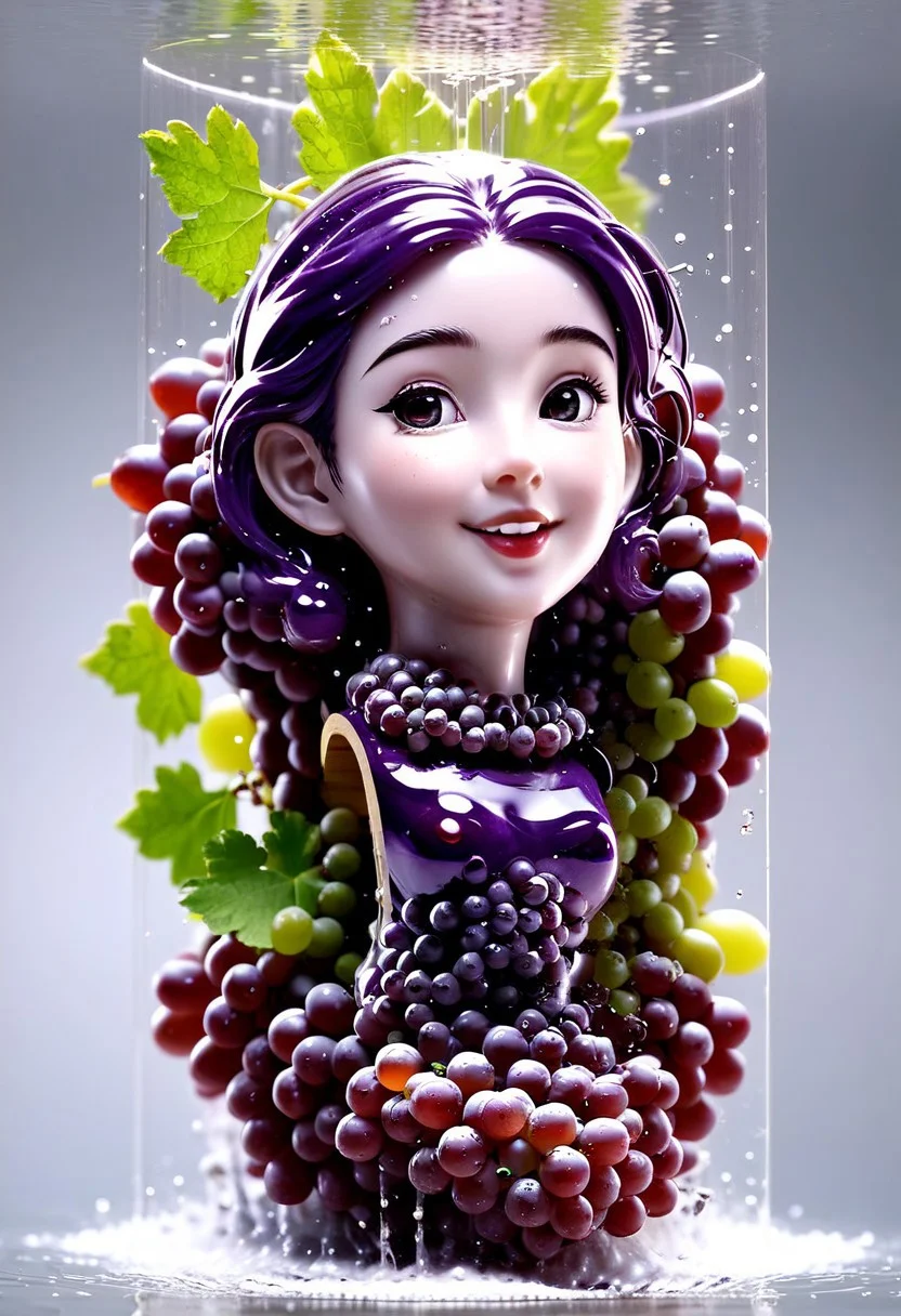 Masterpiece, best quality, 1girl, made from grapes