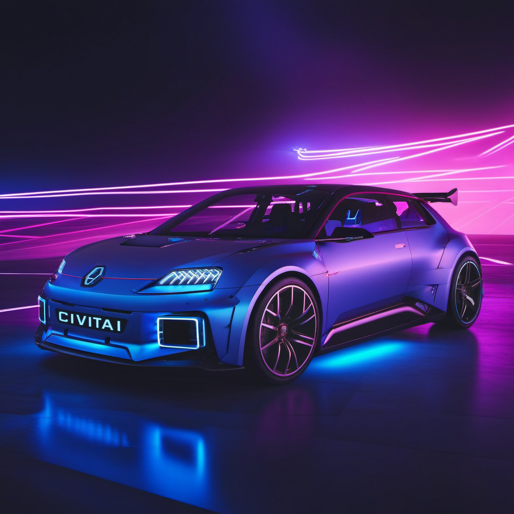Long exposure photo of R5e1024, an pearly blue electric supercar, text ''CivitAI", cyberpunk city, neon ligths, photography, ultra sharp, film, professional, 64k <lora:add-detail-xl:1.5>  <lora:R5e1024:0.8> . Blurred motion, streaks of light, surreal, dreamy, ghosting effect, highly detailed