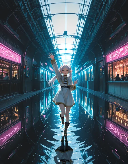 re4lity_sync_illu,
1girl, frieren, waving,large smile, neon lights, photo background, realistic background, masterpiece, best quality, good quality, newest, very aesthetic, absurdres ,highly detailed, 8k, dynamic angle, intricate details,
fisheye, foreshortening, scenery,masterpiece,best quality,absurdres,incredibly absurdres, newest ,<lora:re4lity:1>