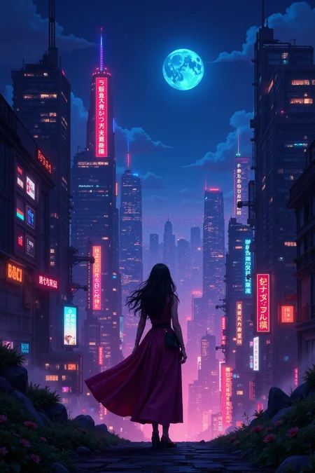 fantasy cyberpunk city beautiful  landscape, bright luminous night, woman, very intricate, very detailed, sharp, bright, colorful, <lora:Hand v2:0.5> <lora:Anti-Blur:1><lora:Insane Detail Slider:0.25>  <lora:flux.1_lora_flyway_Epic-detail_v2:0.3> <lora:fluxenhancer:0.25> <lora:ck-Neon-Retrowave:0.4> ck-rw, in the style of ck-rw,  <lora:Neurocore Anime Cyberpunk:0.8> A digital artwork in the style of cknc