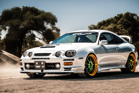 polished steel CELICA6 built for rock crawling stands on concrete wall, custom car body modified for rock crawling, jumper car dance, import offroad tuner, big offroad futuristic tyres, bedlock rims, graffiti, sandstorm, photorealistic, shot by Sony a7iii <lora:CELICA6:0.8>