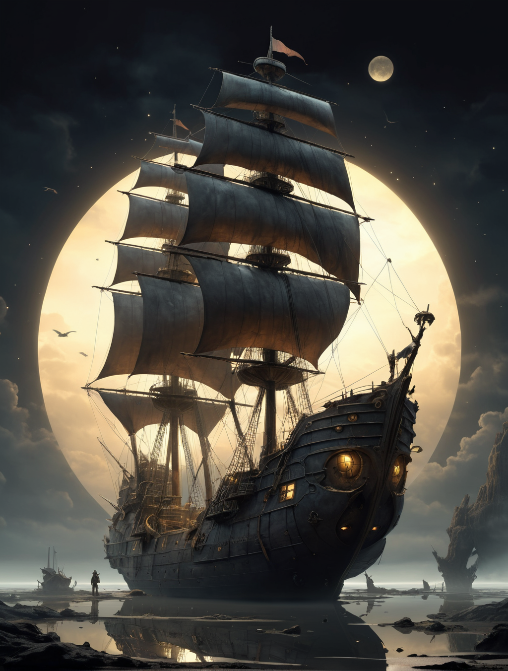Abstractionism , You're the ship, I'm the captain Where should the journey go? hazy, dusty, mystical,  gloomy,  dusty, dramatic light,  34K uhd, masterpiece, high detail, 8k, intricate, detailed, high resolution, high res, high quality, <lora:add-detail-xl:1.8>, highly detailed, Extremely high-resolution details, fine texture, (darkness:2.0),