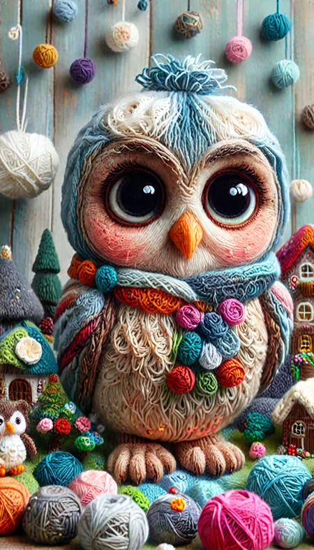 high quality, high resolution, extremely detailed, safe rating,  village, Yarnworld , yrnwrld, owl,  <lora:spo_sdxl_10ep_4k-data_lora_webui> <lora:dmd2_sdxl_4step_lora_fp16> <lora:sd_xl_dpo_lora_v1> <lora:Yarnworld-000017>  <lora:tcd_weights>