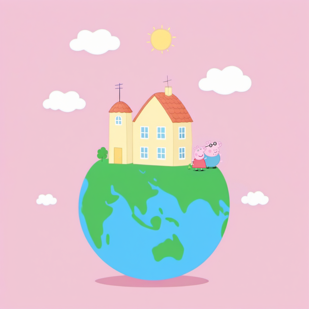 cinematic photo a cartoon peppa pig on a small planet with a house <lora:Peppa1024:0.8> . 35mm photograph, film, bokeh, professional, 4k, highly detailed