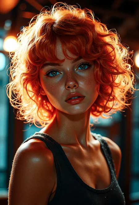 art by ilya kuvshinov and Yanjun Cheng,digital art,Rugged broad-shouldered Guy,wearing Skater skirt and crop top,Ginger hair styled as Side-swept curls,Warm lighting,<lora:aesthetic2-cdo-0.5:1>,<lora:aidmaMJ6.1:1>,elaborate,sharp focus,deep rich colors,extremely rich detail,surreal,dynamic,