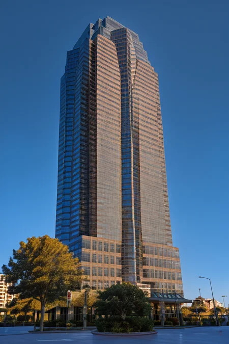 masterpiece, best quality, realistic,   zzNakatomi, entry, day, tree, blue sky, no humans, plant, city, road, cityscape, skyscraper,    ,<lora:NakatomiIXL:1.0>,