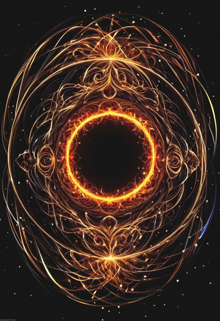 Abstract style <lora:R0k00bstr0ctHD:1>,r0k00bstr0cthd,r0k00bl0ckb0ckgr00ndhd,(shiny, fire, multicolored, black background, glowing, magic circle, aura), . Non-representational, colors and shapes, expression of feelings, imaginative, highly detailed