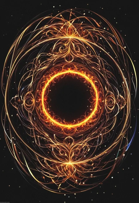 Abstract style <lora:R0k00bstr0ctHD:1>,r0k00bstr0cthd,r0k00bl0ckb0ckgr00ndhd,(shiny, fire, multicolored, black background, glowing, magic circle, aura), . Non-representational, colors and shapes, expression of feelings, imaginative, highly detailed