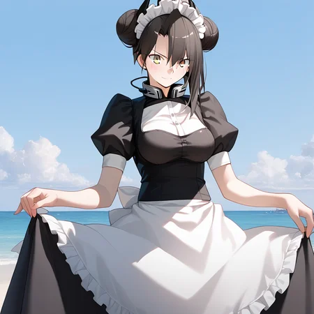 <lora:Takeuchi_Takashi_PonyXL_style_v01:1>
<lora:agent.pony:1>
score_9 , score_8_up , score_7_up , source_anime , 
masterpiece , best quality , ultra-detailed , 
BREAK
agent \(girls' frontline\), maid
1girl , woman , huge breasts , light smile , light blush , ((medusa (fate)):0.5)  , 
long black hair  , maid dress ,  
Standing on the surface of the sea