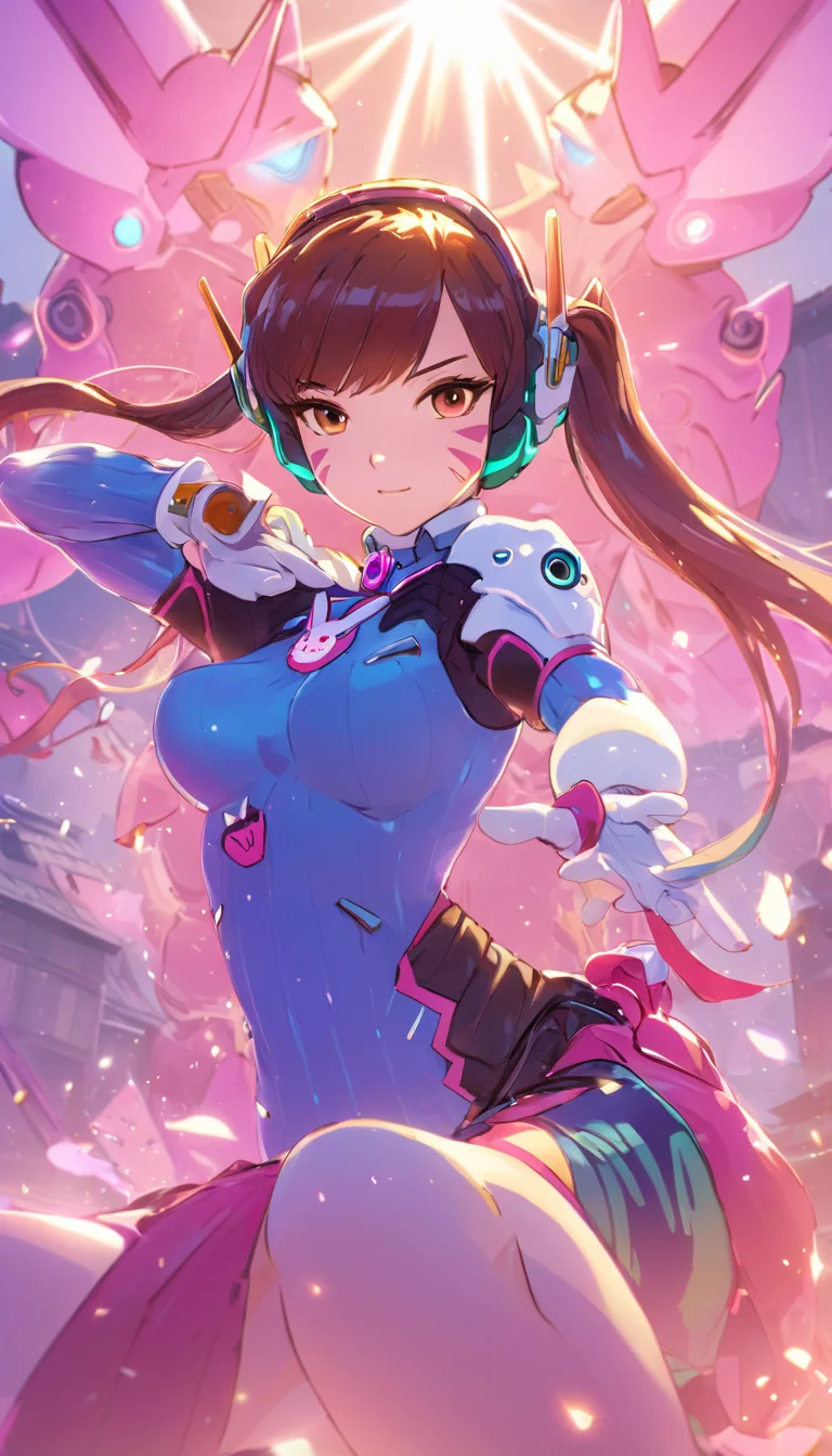 anime artwork Cinematic scene, hero view, D.Va, Overwatch <lora:d.va_xl_v1:1>, action pose, detailed background, masterpiece, best quality, high quality, highres, absurdres, Guild Wars 2 . anime style, key visual, vibrant, studio anime, highly detailed
