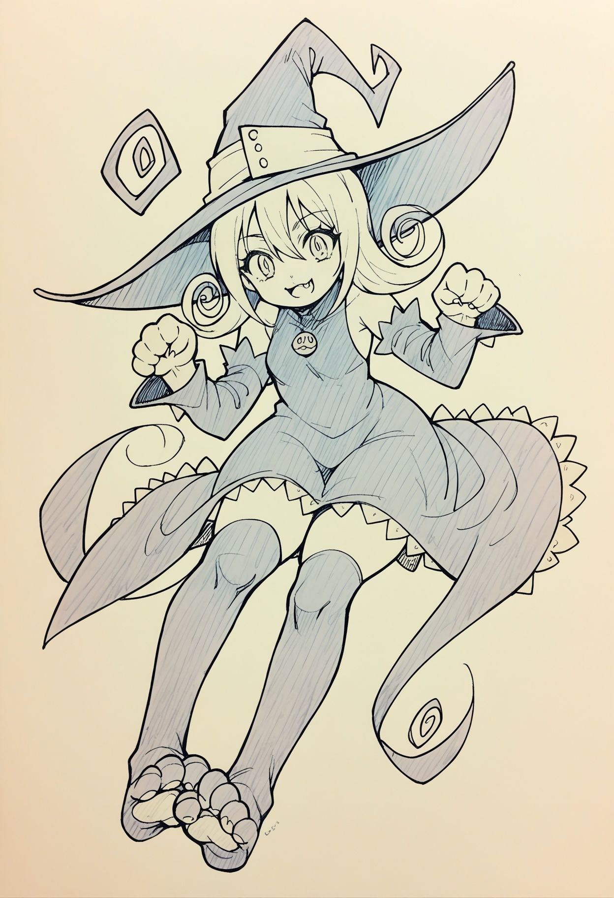 score_9, score_8_up,score_7_up, source_ anime, 1girl,
 <lora:traditional_slider_v1_NEGWEIGHT:-1>, <lora:souleater_blair_ponyXL:0.8> seblair, witch hat, black dress, detached sleeves, black thighhighs, paw pose, cute, :3,