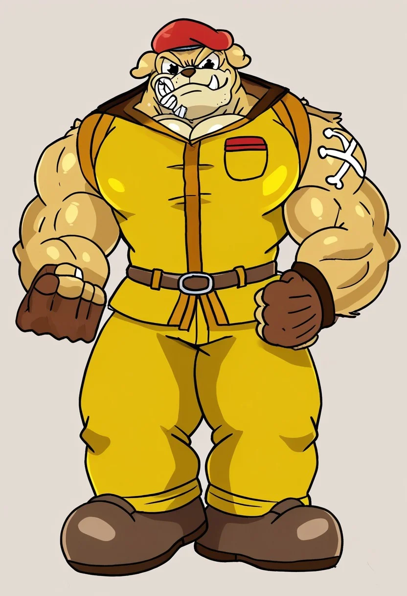 full body, male, male focus, male furry, anthro, bulldog anthro, 1boy, muscular, shoes,