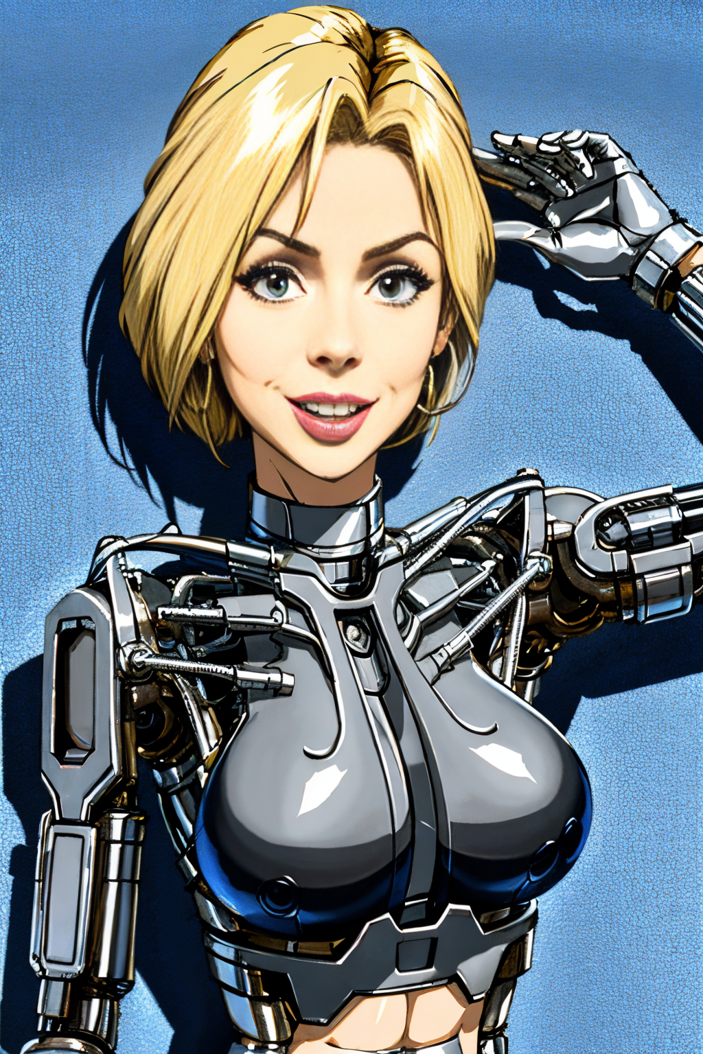 <lora:EdobBoondocksArtStyle_v2.0:0.6> woman terminator Lying on stomach with arms extended out to the sides <lora:EdobTerminatorHybridFemale_v1.0:0.7>