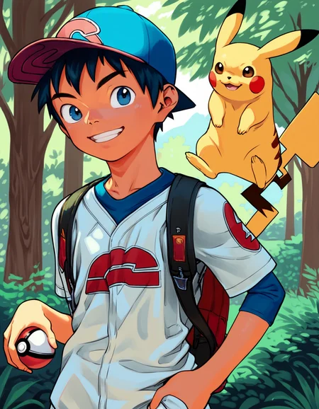 score_9, score_8_up, score_7_up, score_6_up, outdoors, forest, fisheye, foreshortening, 1boy, young, solo, smile, baseball cap, pokemon, holding a pokeball, pikachu <lora:shounen_zoomXL_ot_v4d-AMXL_v2score:0.95>