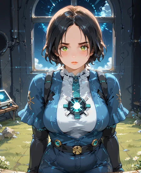 IllusP0s, PonyScores7, source_anime, ah1, IllustriousQual, interesting, exciting, spectacular, wonderful, <lora:natsumi_style:0.5>, <lora:by_usakun-pony:0.4>, by usakun, <lora:Akina_Bbw_Style_-_PonyXL:0.2>, AkinBw,
BREAK (rockabilly fashion style, influenced by 1950s rock and roll culture, features retro dresses, high-waisted jeans, and vintage hairstyles, conveying a fun and nostalgic aesthetic),
BREAK 1girl, mature female, (round face:1.2), (thick eyebrows:1.3), (curvy), round-chin, caucasian, (plump face), <lora:Round_face:0.2>, <lora:ETO_OC_Illustrius:0.5>, eto_oc, skindentation, (plump), thick thighs, wide hips, busty, voluptuous, lips, <lora:venus body PonyXL:0.3>, <lora:shinyskin2:0.2>, glistening skin,
BREAK (curly hair), long hair, (black hair:1.4), (parted hair:1.7), messy hair, kinky curls, <lora:hairdetailpxl:0.2>, hairdetailpxl,
BREAK (half green and brown eyes), (colorful eyes), (multicolored eyes), (downturned eyes:1.4), <lora:expressive eyes:0.2>, expressive eyes, <lora:eyedetailpxl:0.2>, eyedetailpxl, <lora:Eyes_High_Definition:0.2>, EyesHD,
BREAK ((embarrassed, humiliation)), <lora:Expressive_H:0.2>, Expressiveh, <lora:Emotional_Anime_Expressions_PonyXL_Concept:0.2>, emotional, <lora:Best_Facial_Expression_LoRA_PONY:0.2>, looking at viewer, <lora:Detailed expressive EXEV style -XL Pony V1.0:0.2>, FaceDetail,
BREAK ((Against the backdrop of a war-torn city, a woman steps forward, her bravery a stark contrast to the surrounding devastation, her courage sparks hope, creating a ripple effect amongst her fellow men, The atmosphere is heavy with sorrow, yet lightened by her spirit)),
BREAK (cortana blue Wrap Dress Top & Maxi Skirt,One piece wraps around body, maxi skirt trails behind, versatile for various occasions),
BREAK (((A futuristic command chair surrounded by glowing control panels, with a large panoramic window showing the starry void beyond, illuminated by soft lights))),
BREAK <lora:xl_more_art-full_v1:0.2>, <lora:aesthetic_anime_v1s:0.2>, <lora:EpicF4nta5yXL:0.2>, <lora:detailxl:0.2>, detailxl, <lora:Fant5yP0ny:0.2>, best quality, amazing quality, best aesthetic, absurdres, illustration, Volumetric_Lighting, ultra-detailed, very aesthetic, intricate details, 8k, masterpiece, best_quality
BREAK Stable_Yogis_PDXL_Positives, AS-Adult, <lora:Complicated fantasy portrait - XL Pony V2.0:0.2>, bad-hands-5, <lora:HDA_Detailer:0.3>, HDA_FatGirlXL,