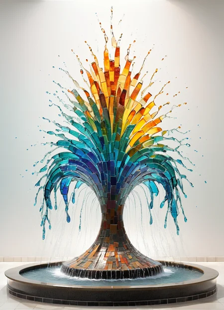 water fountain, waves, splashing, colorful, white background, artmsc, multiple lights, gradients, mosaic,
<lora:ArtfullyMOSAIC_SDXL_V1:0.8>