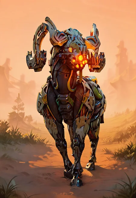 score_9_up, score_8_up, score_7_up, solo focus, full body, dynamic angle,
Charger, robot, glowing eyes, big horns, horse legs, fields, sunrise